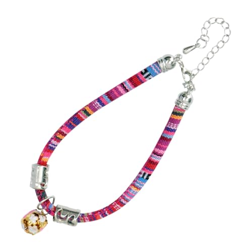 HOLIDYOYO Verstellbares Katzenhalsband mit Sicherheits Breakaway Verschluss und Glocke Elastisch Komfortabel für Kätzchen Sicher Beim und Spazieren im Freien Boho Stil Rosa von HOLIDYOYO