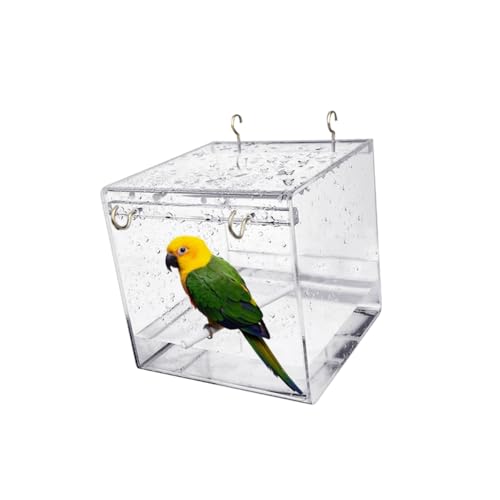 HOLIDYOYO Vogelbadewanne Transparent Groß für Kleine Vögel Wie Kanarienvögel Papageien Kunststoff Vogelbad Käfig mit Abdeckung Geeignet für Wellensittiche und Kleine Ziervögel von HOLIDYOYO