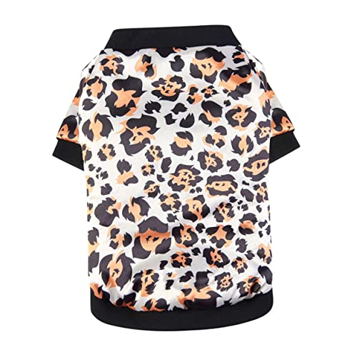 HOLIDYOYO Warmer Atmungsaktiver Hundemantel für Kleine Hunde Weiche Leichte Welpenweste für Drinnen und Draußen Modischer Haustiermantel für Herbst und Winter Leopardmuster von HOLIDYOYO