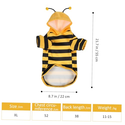HOLIDYOYO Warmer Haustier bienenkostüm Hoodie mit Dünnem Fleece Weiche Katzen Hundebekleidung für Kalte Tage XL für Halloween Kostümpartys und Spaziergänge von HOLIDYOYO