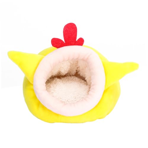 HOLIDYOYO Warmes Hamster Schlafnest mit Plüschfutter Komfortables Kuschelbett für Kleine Haustiere Wie Igel und Hamster Niedliches Gelbes Küken Design Waschbares Kleintierbett für Winter von HOLIDYOYO