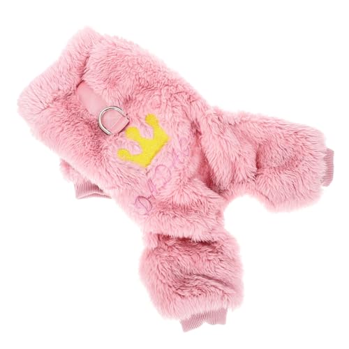 HOLIDYOYO Wintermantel Hund Plüsch Kuschelig Warm Vierbeinig Tragbar Fleece Pullover Haustierkleidung Für Welpen Kleine Hunde Rosa XXL von HOLIDYOYO