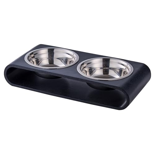 Schwarzer Marmor Erhöhter Hundenäpfe Set - 2 dicke 15,2 cm Edelstahl Welpenfutternapf mit rutschfestem erhöhtem Halter Ständer, doppelte Futternäpfe für Futter und Wasser, geeignet für Katzen und Schwarzer Marmor Erhöhter Hundenäpfe Set - 2 dicke 15,2 cm Edelstahl Welpenfutternapf mit rutschfestem erhöhtem Halter Ständer, doppelte Futternäpfe für Futter und Wasser, geeignet für Katzen und von HOLOLA