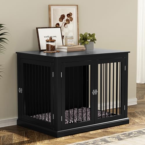 HOLTICO Hundebox für Zuhause, Hundebox Möbel mit Kissen, Hundebox Beistelltisch Groß, Indoor Hundezwinger, Hundehaus, Hundekäfige für große Hunde, Möbelstil Hundebox mit Klappdeckel, Schwarz HOLTICO Hundebox für Zuhause, Hundebox Möbel mit Kissen, Hundebox Beistelltisch Groß, Indoor Hundezwinger, Hundehaus, Hundekäfige für große Hunde, Möbelstil Hundebox mit Klappdeckel, Schwarz von HOLTICO