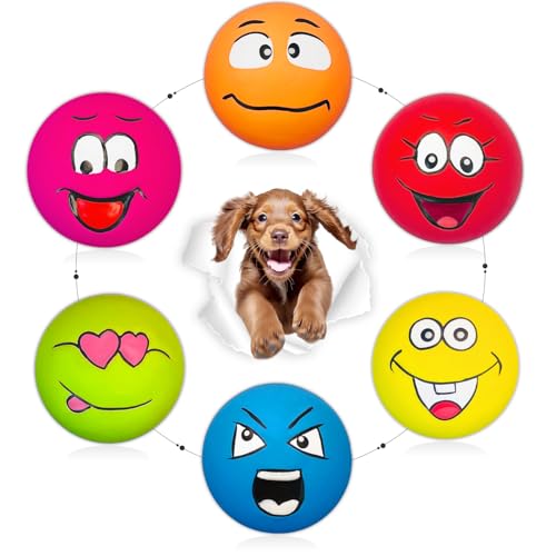 HOLYSTEED Quietschendes Hundespielzeug für kleine Hunde, Latex, weiches Welpenspielzeug, kleine Hundespielzeuge, Bälle, lächelndes Gesicht, flach, quietschende Hundebälle für Mini, kleine Rassen HOLYSTEED Quietschendes Hundespielzeug für kleine Hunde, Latex, weiches Welpenspielzeug, kleine Hundespielzeuge, Bälle, lächelndes Gesicht, flach, quietschende Hundebälle für Mini, kleine Rassen von HOLYSTEED