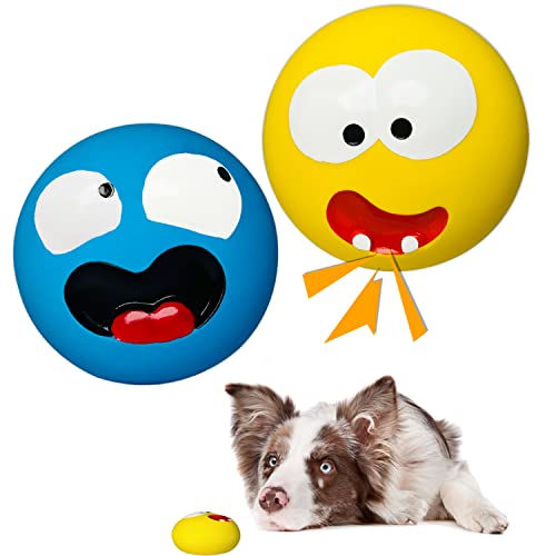 HOLYSTEED Quietschendes Hundespielzeug für mittelgroße Hunde, große Rassen, gefüllte Latex-Quietschbälle, einfaches Gesicht, Welpen, Quietschspielzeug, flacher Ball, 2 Stück HOLYSTEED Quietschendes Hundespielzeug für mittelgroße Hunde, große Rassen, gefüllte Latex-Quietschbälle, einfaches Gesicht, Welpen, Quietschspielzeug, flacher Ball, 2 Stück von HOLYSTEED