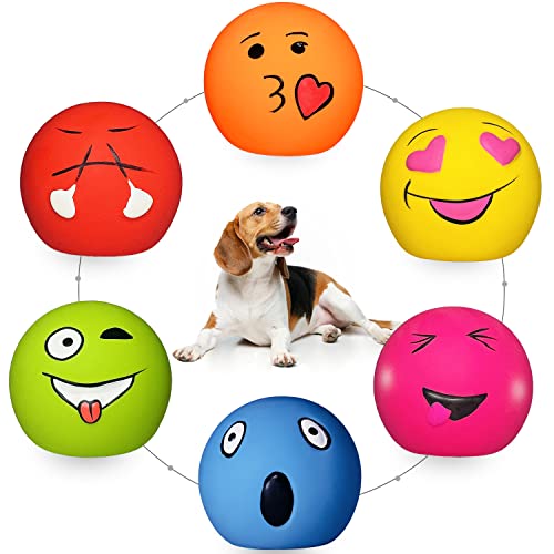HOLYSTEED Quietschendes Hundespielzeug für mittelgroße Hunde, weiches Latex, quietschende Hundebälle, quietschendes Hundespielzeug, Hundespielzeug für mittelgroße Hunde, 6 runde Bälle für Corgi, von HOLYSTEED