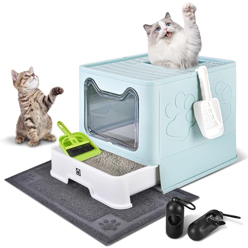 Geschlossene Katzentoilette mit Deckel, faltbares Töpfchen, Schubladen-Typ, extra große Abdeckung, Katzentoilette mit Matte, frei von Kätzchen, frei ein- und ausgehend, Geruchskontrolle, Spritzschutz Geschlossene Katzentoilette mit Deckel, faltbares Töpfchen, Schubladen-Typ, extra große Abdeckung, Katzentoilette mit Matte, frei von Kätzchen, frei ein- und ausgehend, Geruchskontrolle, Spritzschutz von HOMAGICO