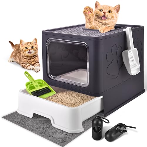 HOMAGICO Katzentoilette mit Katzentoilette und Schaufel, große, Faltbare Katzentoilette mit Deckel, frei EIN- und auszuziehen, Geruchskontrolle, geschlossene Katzentoilette, Spritzschutz, leicht zu HOMAGICO Katzentoilette mit Katzentoilette und Schaufel, große, Faltbare Katzentoilette mit Deckel, frei EIN- und auszuziehen, Geruchskontrolle, geschlossene Katzentoilette, Spritzschutz, leicht zu von HOMAGICO