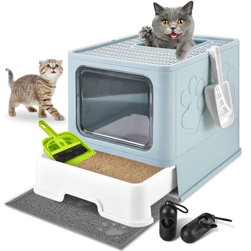 Homagico Katzentoilette mit Katzentoilette, faltbar, extra groß, frei ein- und aus-/Einweg-Trennbox mit Deckel, Schubladen-Typ, geschlossene Katzentoilette, Geruchskontrolle, Spritzschutz, einfache Homagico Katzentoilette mit Katzentoilette, faltbar, extra groß, frei ein- und aus-/Einweg-Trennbox mit Deckel, Schubladen-Typ, geschlossene Katzentoilette, Geruchskontrolle, Spritzschutz, einfache von HOMAGICO