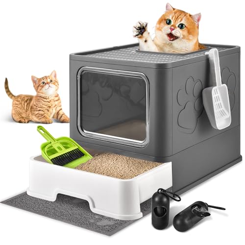 Homagico Katzentoilette mit Katzentoilette, faltbar, extra groß, frei ein- und ausgehend, Einweg-Trennbox mit Deckel, Schubladen-Typ, geschlossene Katzentoilette, Geruchskontrolle, Spritzschutz, Homagico Katzentoilette mit Katzentoilette, faltbar, extra groß, frei ein- und ausgehend, Einweg-Trennbox mit Deckel, Schubladen-Typ, geschlossene Katzentoilette, Geruchskontrolle, Spritzschutz, von HOMAGICO