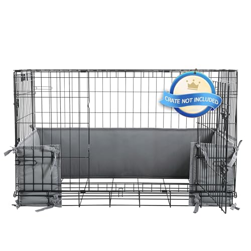 HOMBYS Hundekäfig-Stoßstange mit Bändern (nur Stoßstange, ohne Kiste), weiches Zubehör für Hundehütten, Trainingspads für eine sichere und Bequeme Kisten-Passform, Vordertürkästen (Dunkelgrau, 91,4 x von HOMBYS