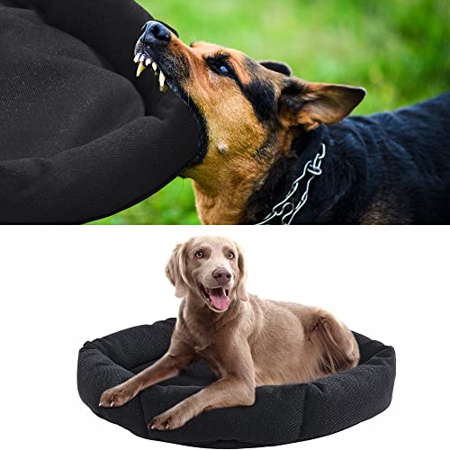 HOMBYS Kaufestes Hundebett, unzerstörbares Hundebett für aggressive Kauer, rund, langlebig, schwarz, wasserdicht, orthopädisch, für kleine, mittelgroße Hunde/Katzen, 61 x 76,2 x 17,8 cm von HOMBYS