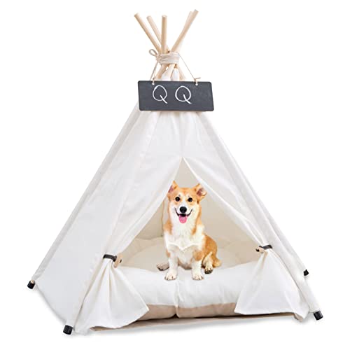 HOMCENT Tipi Zelt für Haustiere, Pet Tipi mit Kissen für mittelgroße Hunde, Katzen, Haustierzelt, Hundehütte, 50x50x70 cm von HOMCENT