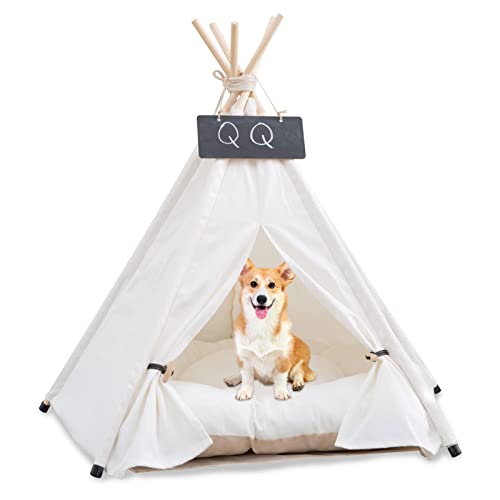 HOMCENT Tipi Zelt für Haustiere, Pet Tipi mit Kissen für mittelgroße Hunde, Katzen, Haustierzelt, Hundehütte von HOMCENT