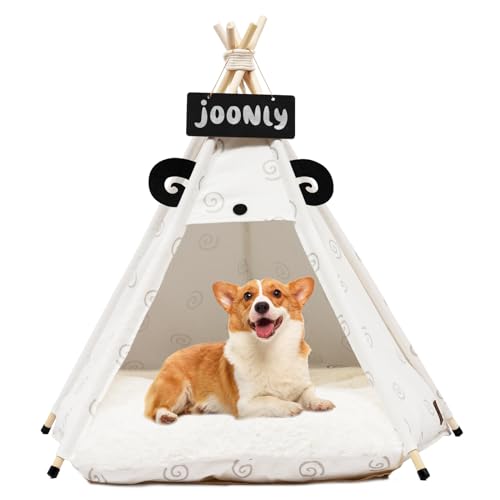 Tipi Zelt für Haustiere, tragbares Haustier-Tipi mit dickem Kissen für kleine Hunde und Katzen, waschbares Haustierbett, 50 x 50 x 60 cm(Stil 5) von HOMCENT