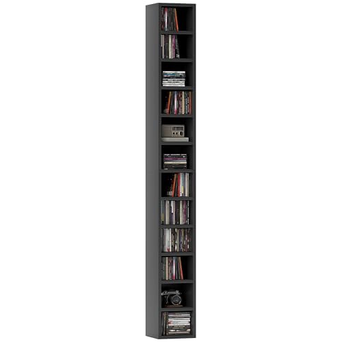 HOMCOM 204 CD-Aufbewahrungseinheit, Aufbewahrungsturm mit 12 Würfeln, 175 cm hohes Bücherregal für Wohnzimmer, Heimbüro, Arbeitszimmer, Schwarz HOMCOM 204 CD-Aufbewahrungseinheit, Aufbewahrungsturm mit 12 Würfeln, 175 cm hohes Bücherregal für Wohnzimmer, Heimbüro, Arbeitszimmer, Schwarz von HOMCOM
