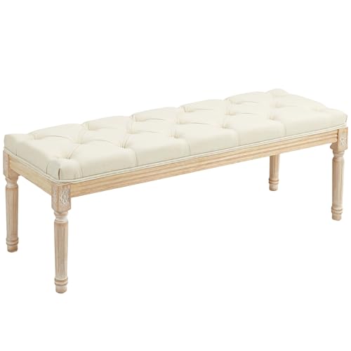 HOMCOM Bettbank, Fenstersitz, getuftete Bank für Schlafzimmer, Flur, Wohnzimmer, Cremeweiß, 115 cm HOMCOM Bettbank, Fenstersitz, getuftete Bank für Schlafzimmer, Flur, Wohnzimmer, Cremeweiß, 115 cm von HOMCOM