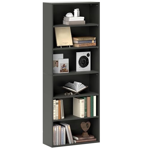HOMCOM Bücherregal mit 6 Etagen, freistehendes Bücherregal mit verstellbaren Regalen, Display-Aufbewahrungseinheit für Wohnzimmer, Schlafzimmer, Arbeitszimmer, 60 x 24 x 158,5 cm, Schwarz HOMCOM Bücherregal mit 6 Etagen, freistehendes Bücherregal mit verstellbaren Regalen, Display-Aufbewahrungseinheit für Wohnzimmer, Schlafzimmer, Arbeitszimmer, 60 x 24 x 158,5 cm, Schwarz von HOMCOM