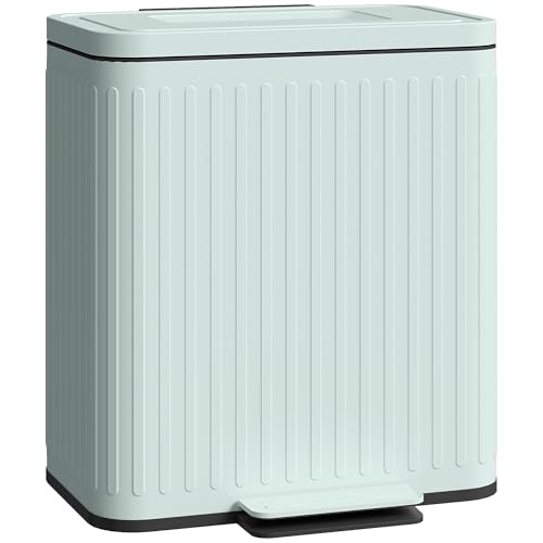 HOMCOM Dual Kücheneimer, 2 x 20L Doppeleimer für Recycling und Abfall, Fingerabdrucksicherer Treteimer mit Absenkautomatik, herausnehmbare Inneneimer, Grün HOMCOM Dual Kücheneimer, 2 x 20L Doppeleimer für Recycling und Abfall, Fingerabdrucksicherer Treteimer mit Absenkautomatik, herausnehmbare Inneneimer, Grün von HOMCOM
