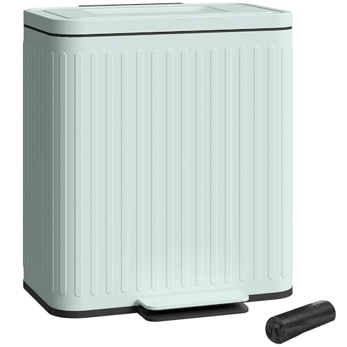 HOMCOM Dual Kücheneimer, 2 x 20L Doppeleimer für Recycling und Abfall, Fingerabdrucksicherer Treteimer mit Absenkautomatik, herausnehmbare Inneneimer, Müllsäcke, Grün HOMCOM Dual Kücheneimer, 2 x 20L Doppeleimer für Recycling und Abfall, Fingerabdrucksicherer Treteimer mit Absenkautomatik, herausnehmbare Inneneimer, Müllsäcke, Grün von HOMCOM