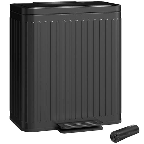 HOMCOM Dual Kücheneimer, 2 x 20L Doppeleimer für Recycling und Abfall, Fingerabdrucksicherer Treteimer mit Absenkautomatik, herausnehmbare Inneneimer, Müllsäcke, Schwarz HOMCOM Dual Kücheneimer, 2 x 20L Doppeleimer für Recycling und Abfall, Fingerabdrucksicherer Treteimer mit Absenkautomatik, herausnehmbare Inneneimer, Müllsäcke, Schwarz von HOMCOM