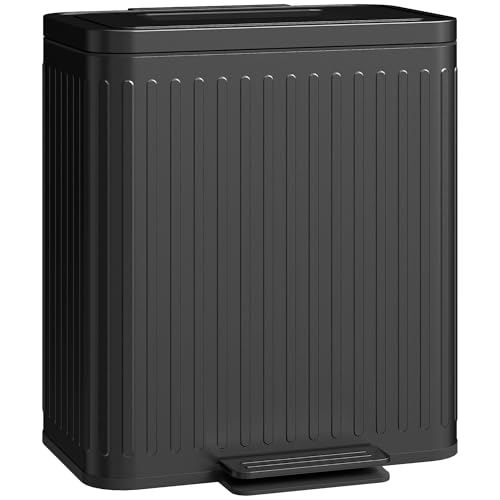 HOMCOM Dual Kücheneimer, 2 x 20L Doppeleimer für Recycling und Abfall, Fingerabdrucksicherer Treteimer mit Absenkautomatik, herausnehmbare Inneneimer, Schwarz HOMCOM Dual Kücheneimer, 2 x 20L Doppeleimer für Recycling und Abfall, Fingerabdrucksicherer Treteimer mit Absenkautomatik, herausnehmbare Inneneimer, Schwarz von HOMCOM