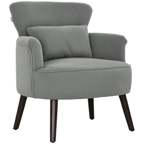 HOMCOM Moderner Sessel, gepolsterter Cord-Akzentstuhl mit dick gepolstertem Sitz, Lendenkissen, Gummiholzbeinen, Kuschelstuhl für Wohnzimmer, Schlafzimmer, Büro, Hellgrau HOMCOM Moderner Sessel, gepolsterter Cord-Akzentstuhl mit dick gepolstertem Sitz, Lendenkissen, Gummiholzbeinen, Kuschelstuhl für Wohnzimmer, Schlafzimmer, Büro, Hellgrau von HOMCOM