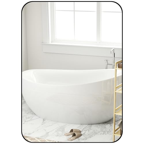 HOMCOM Rechteckiger Badezimmerspiegel, 50 x 70 cm, Metallrahmen, Wandspiegel, dekorativer Spiegel für Schlafzimmer, Wohnzimmer, Eingangsbereich, Schwarz von HOMCOM