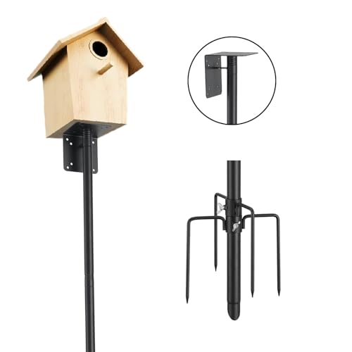 HOME RIGHT Vogelhaus-Stangenhalterungsset, 220cm Verstellbare Vogelfutterstation Vogelhausständer Set mit 5 Zinken für Garten, Outdoor, Hof, Schwarz von HOME RIGHT