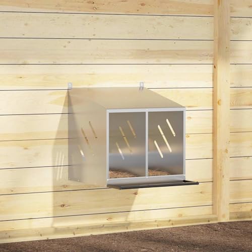 HOMEELIKE H¡§1hner-Nistkasten mit 2 F?Chern Verzinktes Silber Metall HOMEELIKE H¡§1hner-Nistkasten mit 2 F?Chern Verzinktes Silber Metall von HOMEELIKE