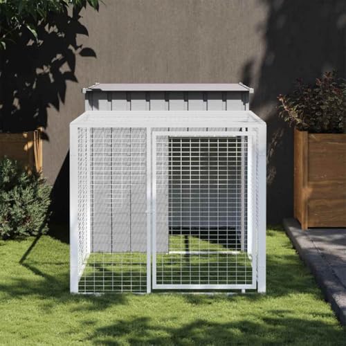 HOMEELIKE H¡§1hnerk?fig mit Auslauf Hellgrau 110x201x110 cm Stahl Verzinkt HOMEELIKE H¡§1hnerk?fig mit Auslauf Hellgrau 110x201x110 cm Stahl Verzinkt von HOMEELIKE