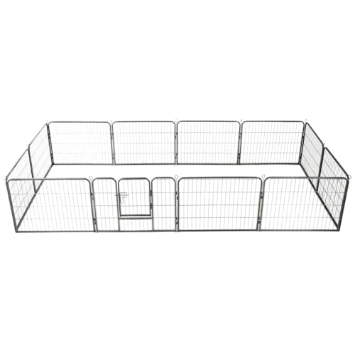 HOMEELIKE Hunde-Laufgitter 12 Paneele Stahl 80x60 cm Schwarz von HOMEELIKE