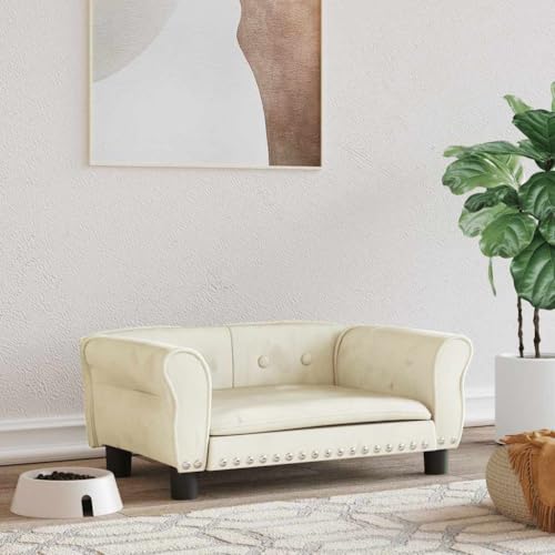 HOMEELIKE Hundebett Creme 70x45x30 cm Samt von HOMEELIKE
