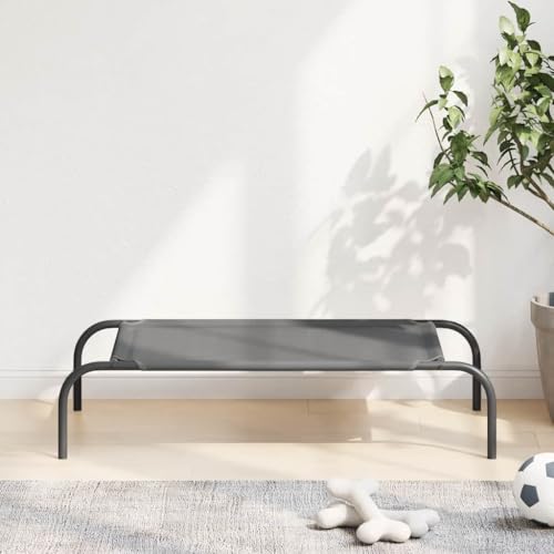 HOMEELIKE Hundebett Erh?ht Grau 90x50x20 cm Textilene und Stahl HOMEELIKE Hundebett Erh?ht Grau 90x50x20 cm Textilene und Stahl von HOMEELIKE