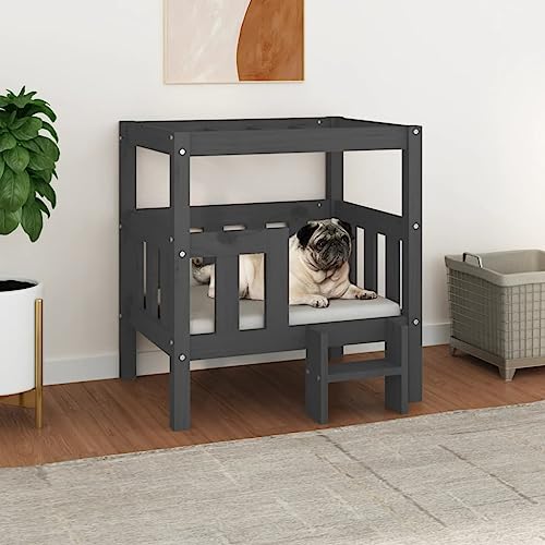 HOMEELIKE Hundebett Grau 65,5x43x70 cm Massivholz Kiefer HOMEELIKE Hundebett Grau 65,5x43x70 cm Massivholz Kiefer von HOMEELIKE