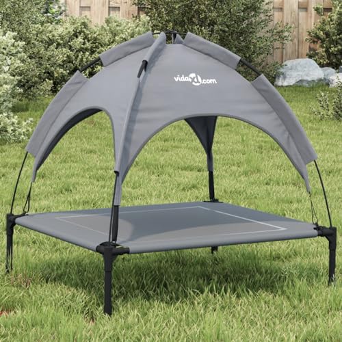 HOMEELIKE Hundeliege mit Dach Anthrazit Oxford-Gewebe und Stahl von HOMEELIKE