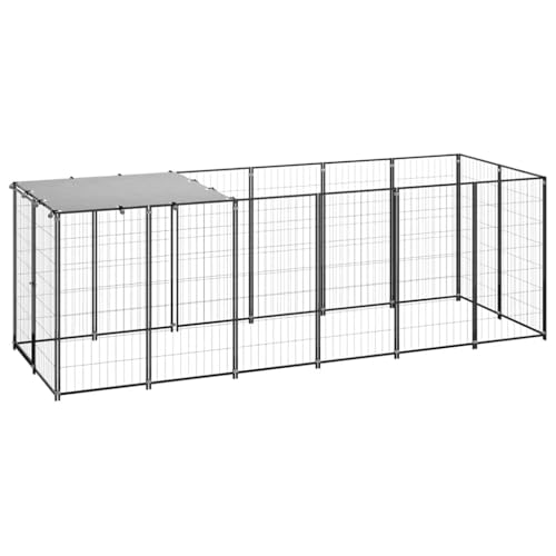 HOMEELIKE Hundezwinger Schwarz 330x110x110 cm Stahl HOMEELIKE Hundezwinger Schwarz 330x110x110 cm Stahl von HOMEELIKE