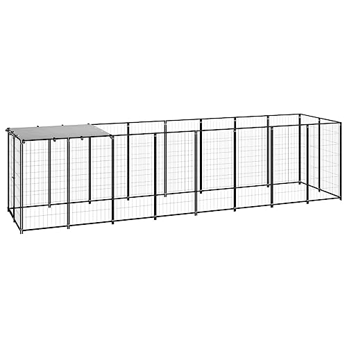 HOMEELIKE Hundezwinger Schwarz 4,84 m2 Stahl HOMEELIKE Hundezwinger Schwarz 4,84 m2 Stahl von HOMEELIKE