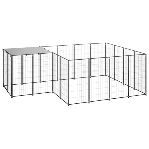 HOMEELIKE Hundezwinger Schwarz 6,05 m2 Stahl HOMEELIKE Hundezwinger Schwarz 6,05 m2 Stahl von HOMEELIKE