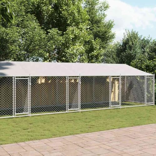 HOMEELIKE Hundezwinger mit Dach und T¨¹Ren Grau 12x2x2 m Verzinkter Stahl HOMEELIKE Hundezwinger mit Dach und T¨¹Ren Grau 12x2x2 m Verzinkter Stahl von HOMEELIKE