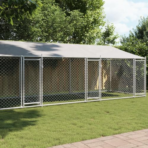 HOMEELIKE Hundezwinger mit Dach und T¨¹Ren Grau 8x2x2 m Verzinkter Stahl HOMEELIKE Hundezwinger mit Dach und T¨¹Ren Grau 8x2x2 m Verzinkter Stahl von HOMEELIKE