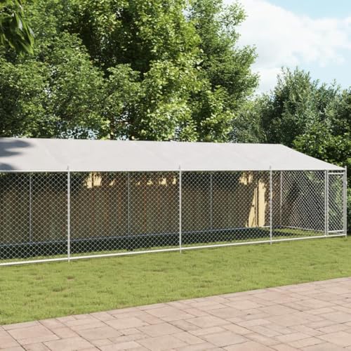 HOMEELIKE Hundezwinger mit Dach und T¨¹r Grau 12x2x2 m Verzinkter Stahl HOMEELIKE Hundezwinger mit Dach und T¨¹r Grau 12x2x2 m Verzinkter Stahl von HOMEELIKE