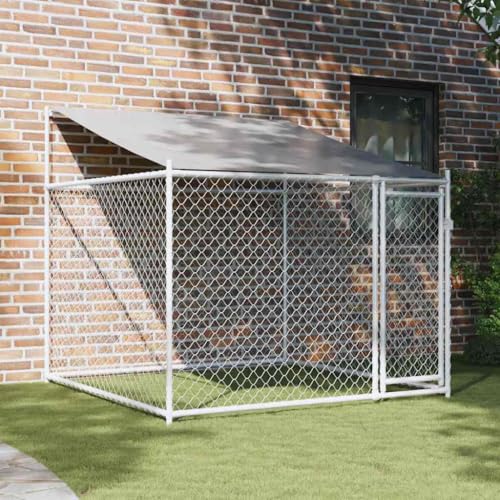 HOMEELIKE Hundezwinger mit Dach und T¨¹r Grau 2x2x2 m Verzinkter Stahl HOMEELIKE Hundezwinger mit Dach und T¨¹r Grau 2x2x2 m Verzinkter Stahl von HOMEELIKE