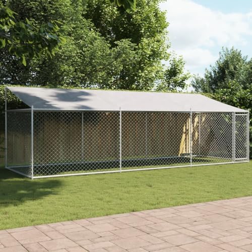 HOMEELIKE Hundezwinger mit Dach und T¨¹r Grau 6x2x2 m Verzinkter Stahl HOMEELIKE Hundezwinger mit Dach und T¨¹r Grau 6x2x2 m Verzinkter Stahl von HOMEELIKE