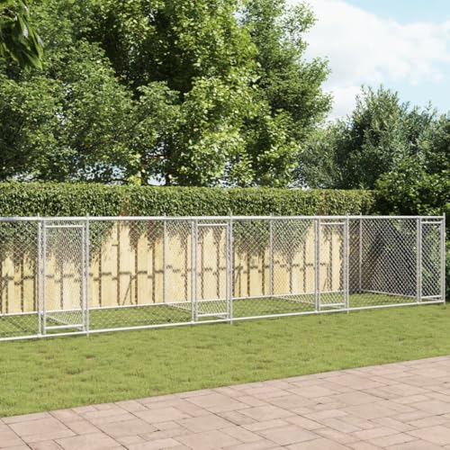 HOMEELIKE Hundezwinger mit T¨¹Ren Grau 12x2x1,5 m Verzinkter Stahl HOMEELIKE Hundezwinger mit T¨¹Ren Grau 12x2x1,5 m Verzinkter Stahl von HOMEELIKE
