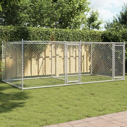 HOMEELIKE Hundezwinger mit T¨¹Ren Grau 4x2x1,5 m Verzinkter Stahl HOMEELIKE Hundezwinger mit T¨¹Ren Grau 4x2x1,5 m Verzinkter Stahl von HOMEELIKE