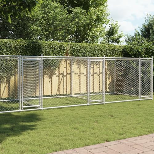 HOMEELIKE Hundezwinger mit T¨¹Ren Grau 8x2x1,5 m Verzinkter Stahl HOMEELIKE Hundezwinger mit T¨¹Ren Grau 8x2x1,5 m Verzinkter Stahl von HOMEELIKE