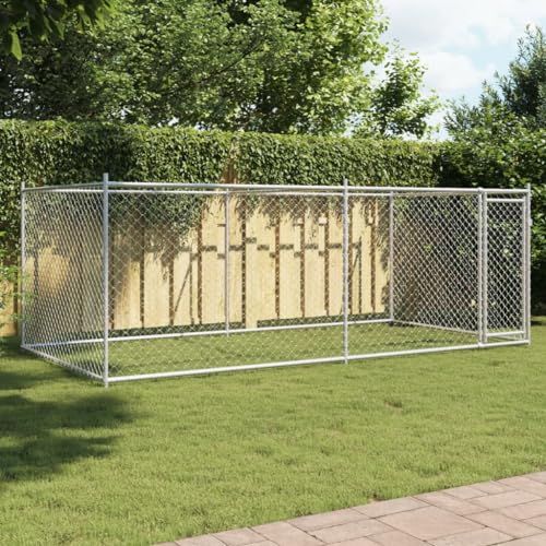 HOMEELIKE Hundezwinger mit T¨¹r Grau 4x2x1,5 m Verzinkter Stahl HOMEELIKE Hundezwinger mit T¨¹r Grau 4x2x1,5 m Verzinkter Stahl von HOMEELIKE