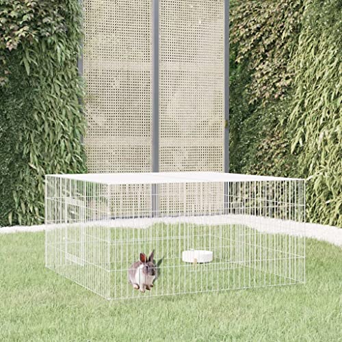 HOMEELIKE Kaninchenk?fig 110x110x55 cm Verzinktes Eisen von HOMEELIKE